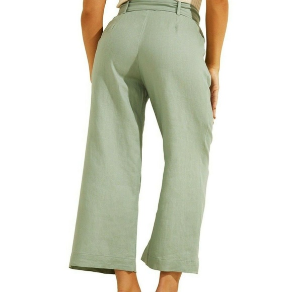 GUESS TESSA LINEN CULOTTE Pants Sport FADE TO JADE Size S - Picture 8 of 9